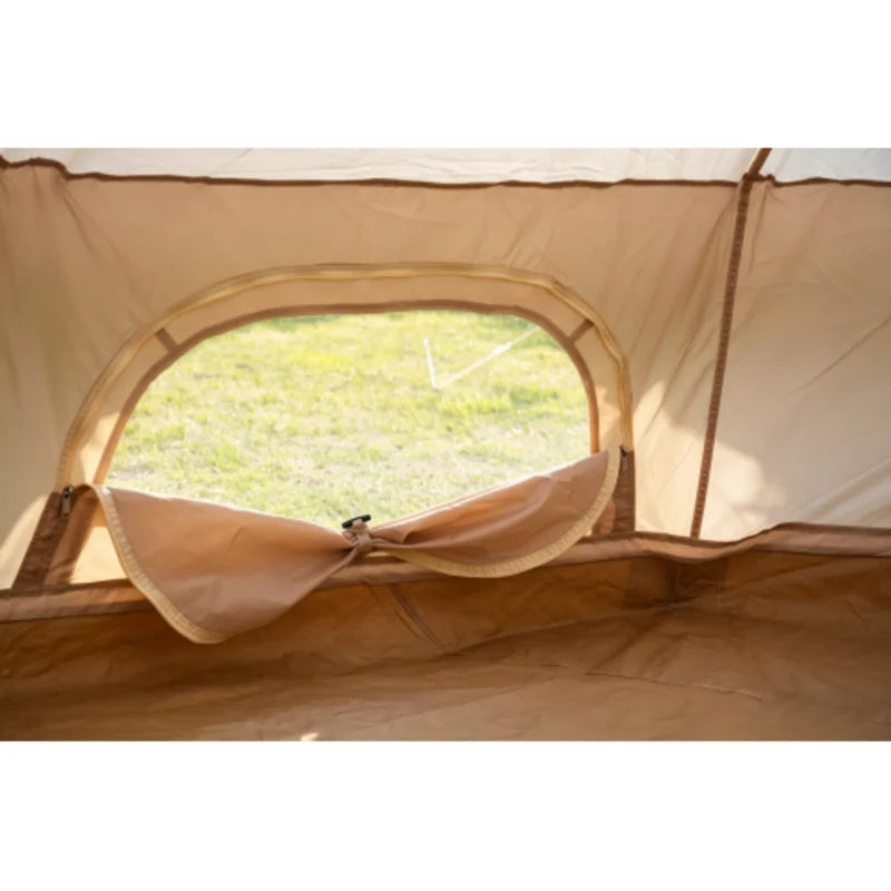 Beige 13.1FT Oxford Bell Tent with Stove Jack, Waterproof 4 Season Large Yurt Hot Tent, Spacious Glamping Camping Shelter for 4-8 Persons Outdoor Family Party Travel