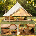Beige 13.1FT Oxford Bell Tent with Stove Jack, Waterproof 4 Season Large Yurt Hot Tent, Spacious Glamping Camping Shelter for 4-8 Persons Outdoor Family Party Travel
