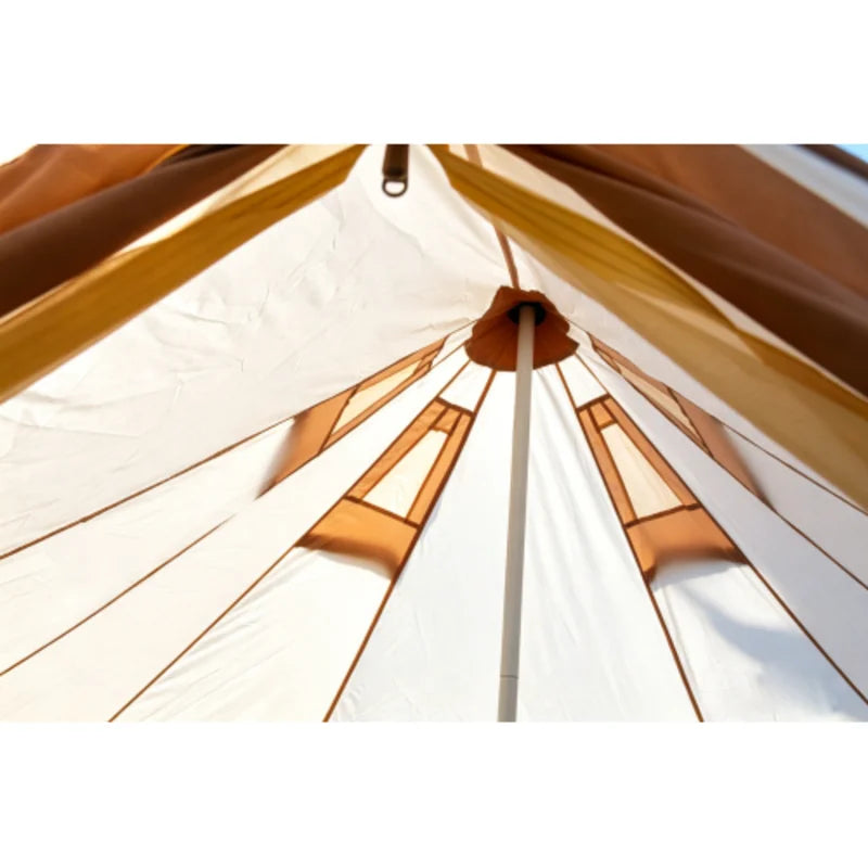 Beige 13.1FT Oxford Bell Tent with Stove Jack, Waterproof 4 Season Large Yurt Hot Tent, Spacious Glamping Camping Shelter for 4-8 Persons Outdoor Family Party Travel