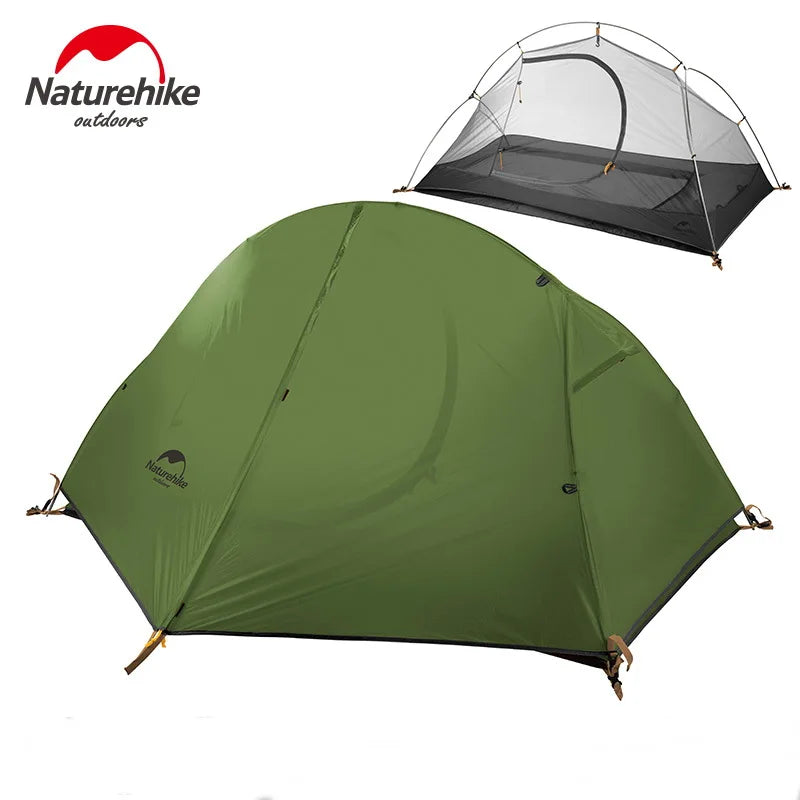 Naturehike Ultralight Cycling 1 Person Camping Tent Double-decker Outdoor Backpacking Trekking Hiking Cycling Single Tents Green