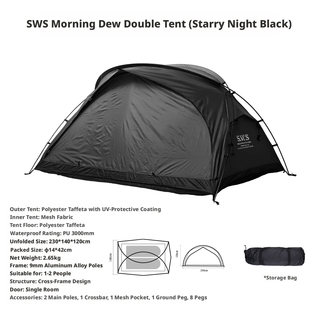 SWS MINIMALTENTWORKS 2 Person Tent for Camping Hiking Mountain Hunting Backpacking Tents 4 Season Resistance to Windproof COVER