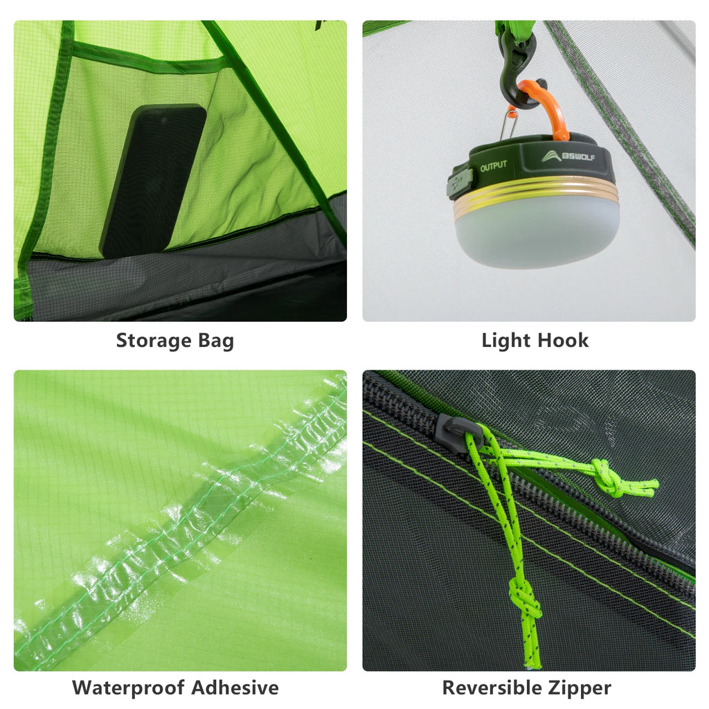 BISINNA 2 Person Ultralight Camping Tent 20D 380T Nylon Double Layer Waterproof Backpacking Tent for Hiking Travel With Free Mat