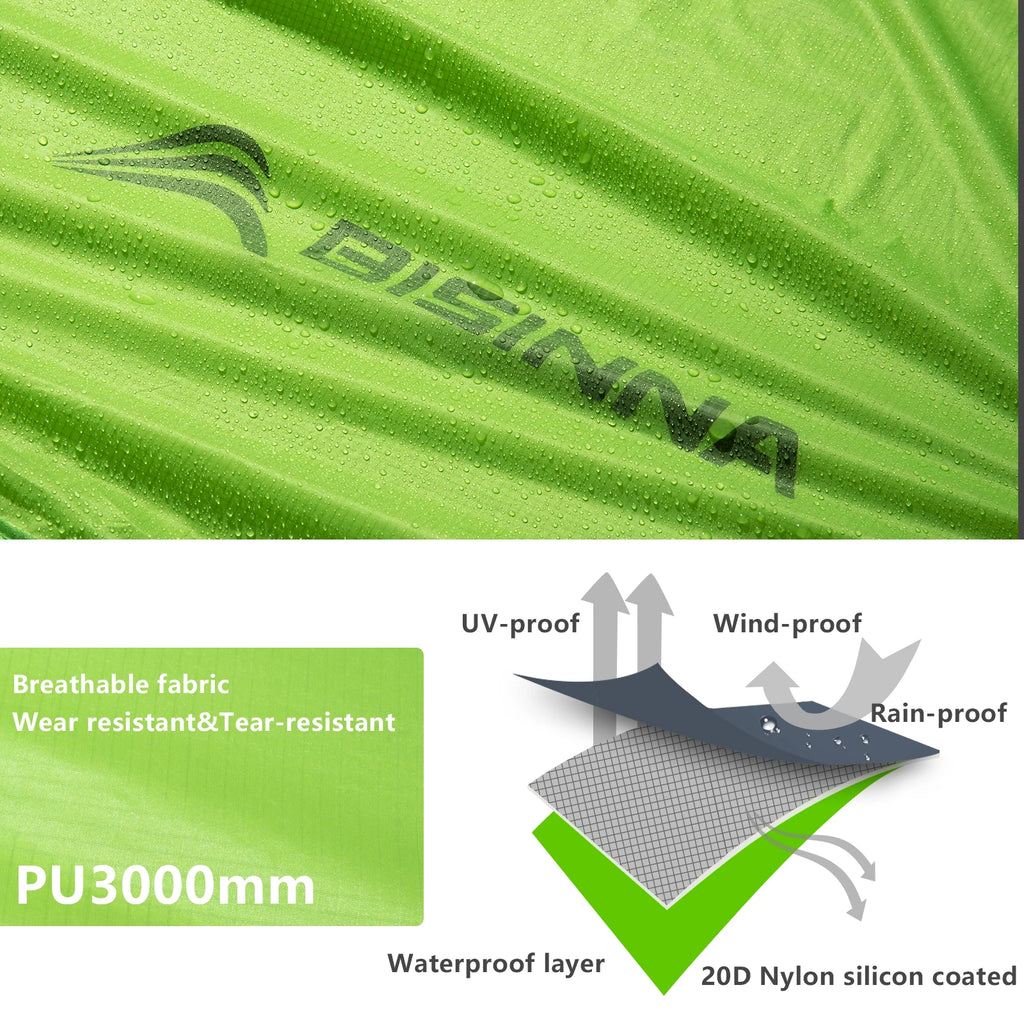 BISINNA 2 Person Ultralight Camping Tent 20D 380T Nylon Double Layer Waterproof Backpacking Tent for Hiking Travel With Free Mat