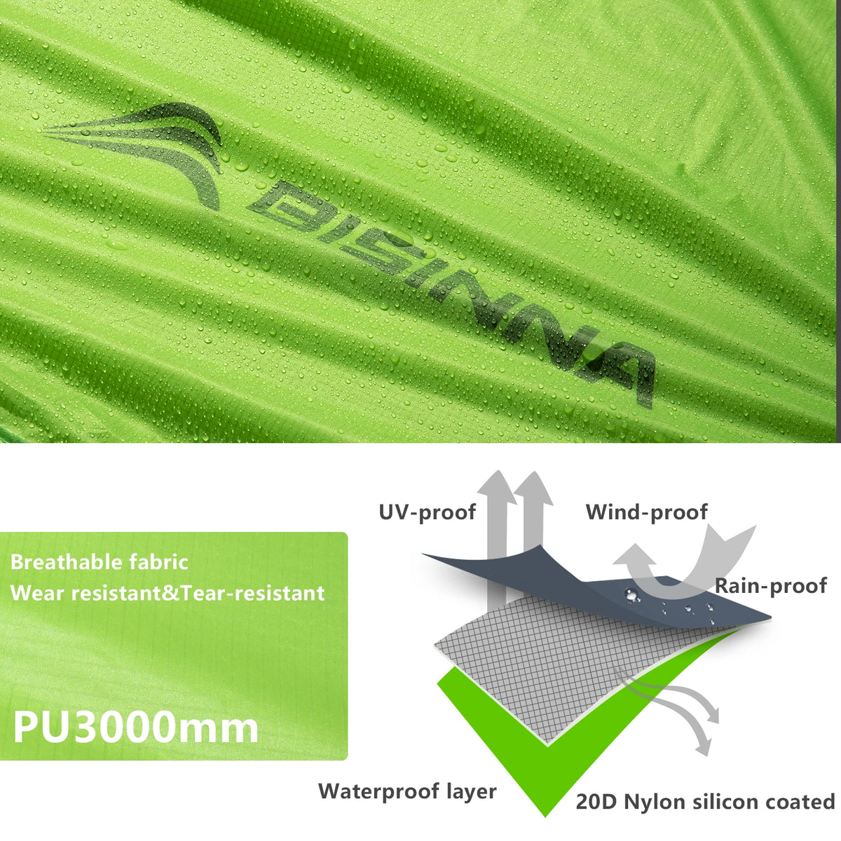 BISINNA 2 Person Ultralight Camping Tent 20D 380T Nylon Double Layer Waterproof Backpacking Tent for Hiking Travel With Free Mat