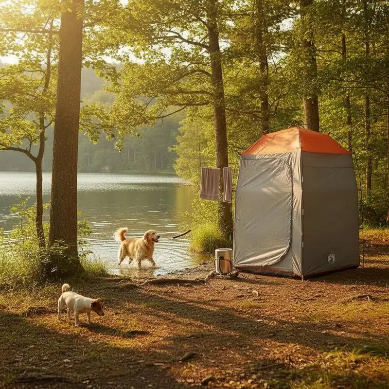 Portable Shower Tent Grey + Quick Dry & Easy Clean
