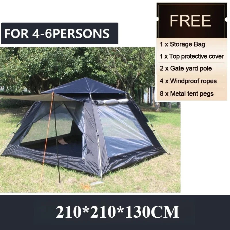 Goture 6-7Person Waterproof Automatic Tent 240*240*150cm Double Layer Camping Tent Outdoor Dome Camping Family Tent Couple Tents