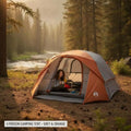 4-Person Camping Tent Gray Orange Easy Clean