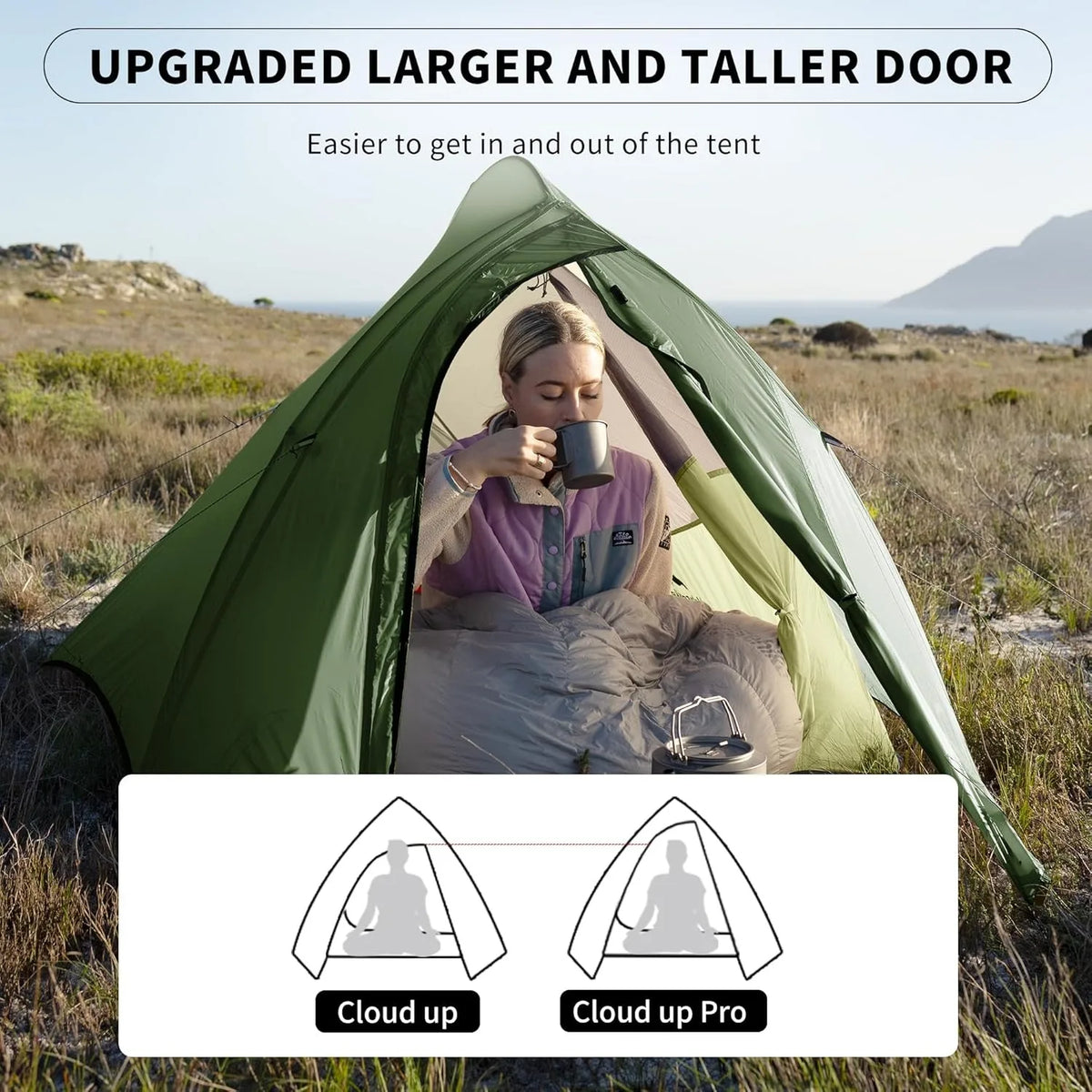 Naturehike Cloud Up Pro Tent 1 Person Lightweight Camping Tent Easy to Assemble Waterproof Tent for Outdoor Travel Trekking