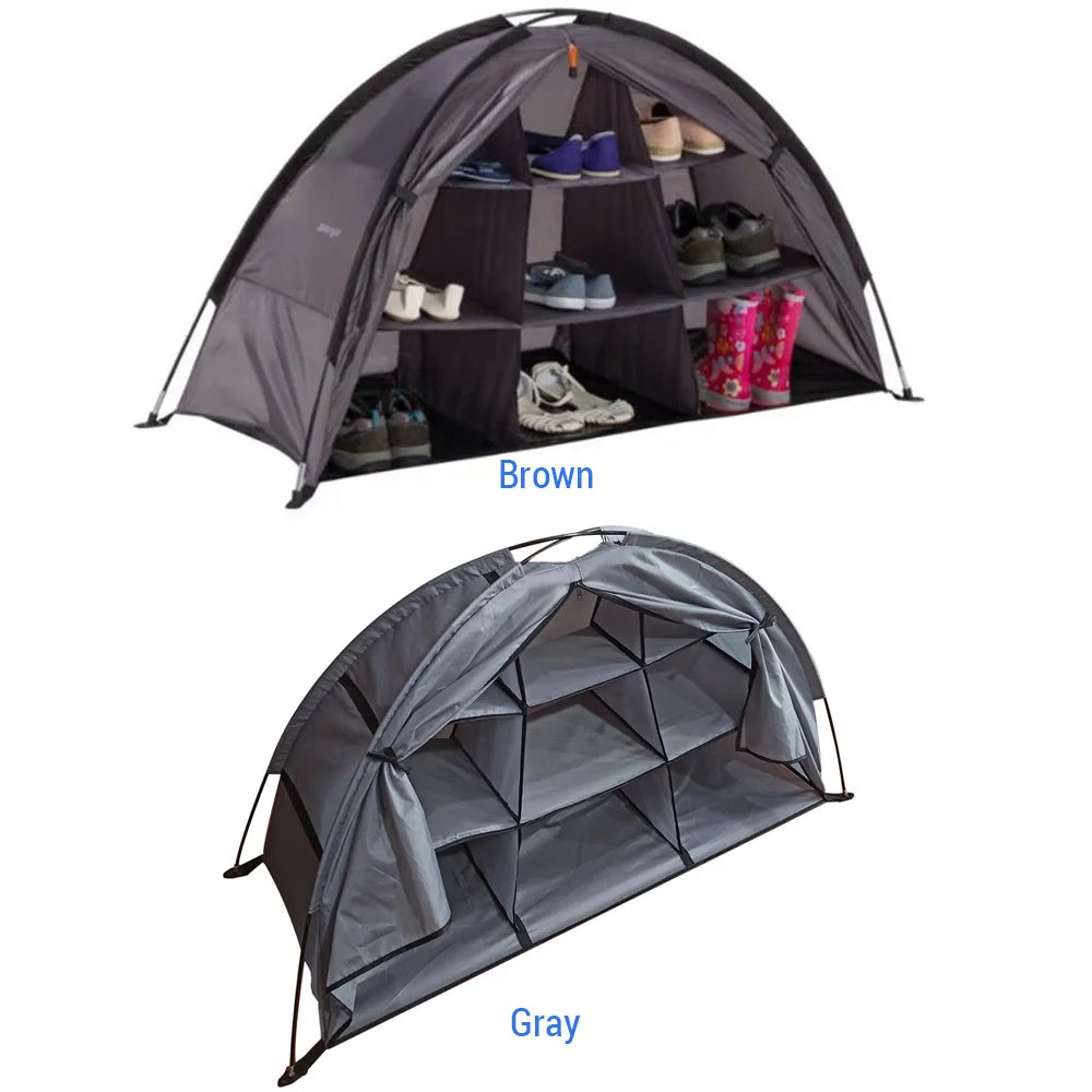 Outdoor Storage Tent Waterproof Compact and Portable Camping Storage Cabinet Tent with 9 Shelves Multifunctional Foldable Tent