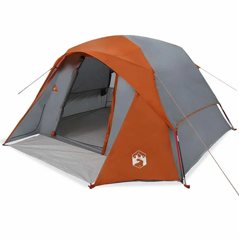 4-Person Camping Tent Gray Orange Easy Clean