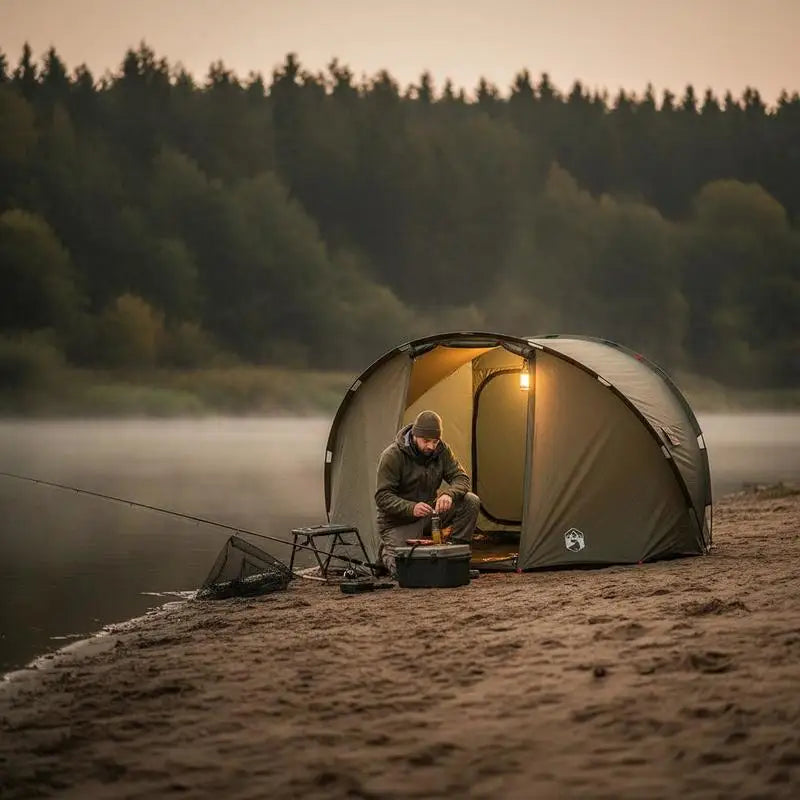 307 x 290 x 170 cm Camping tent/outdoor tent/party tent. Featuring a sturdy metal frame and durable polyester fabric, it's simple yet sophisticated, suitable for outdoor activities such as fishing, camping, and parties.