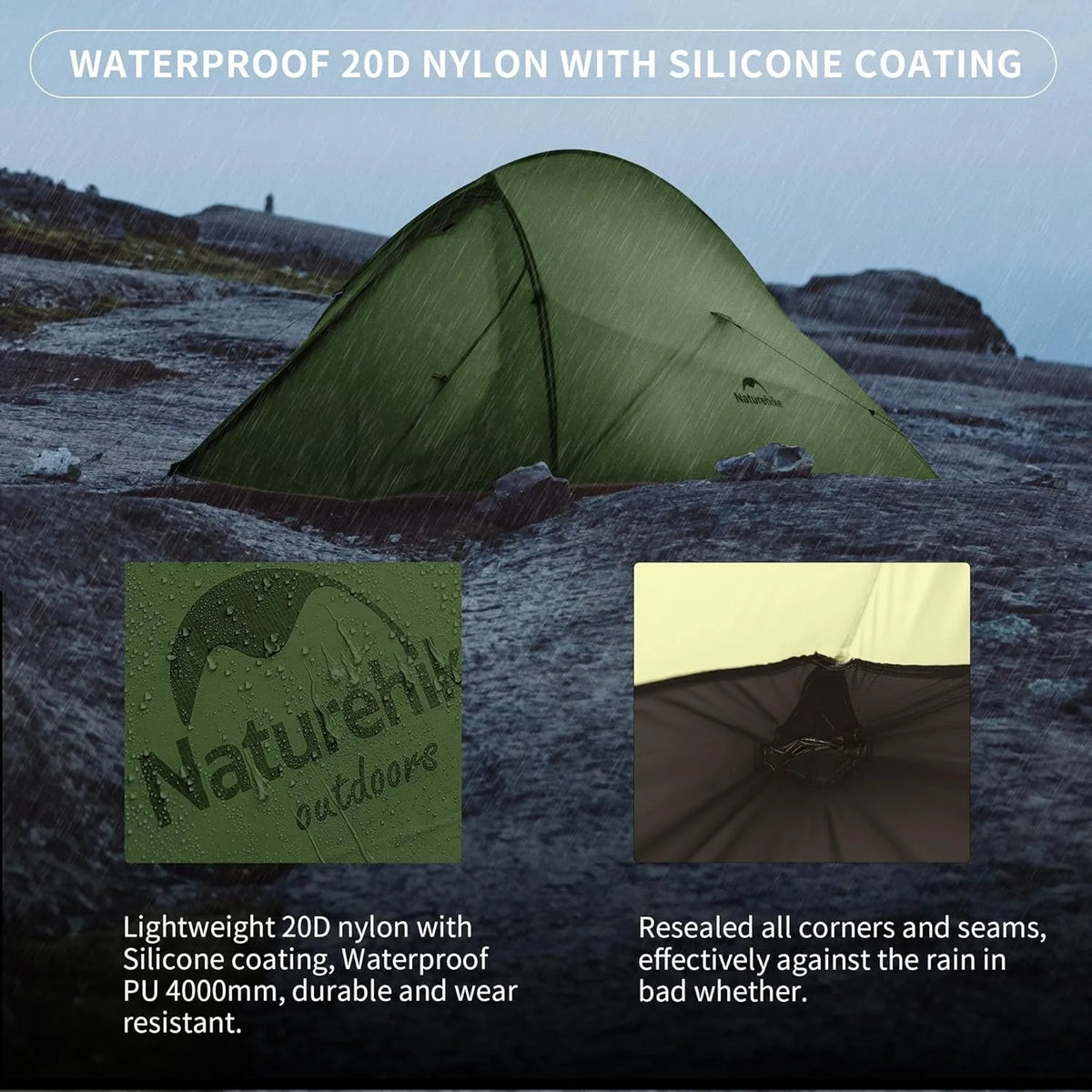 Naturehike Cloud Up Pro Tent 1 Person Lightweight Camping Tent Easy to Assemble Waterproof Tent for Outdoor Travel Trekking
