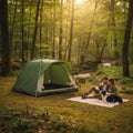 4-Person Camping Tent with Fast-Pitch System & Double Entrance - Polyester Tent for Outdoor Adventures