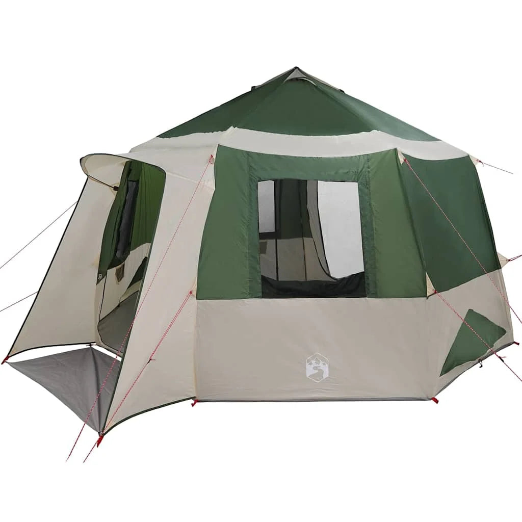 Large Cabin Tent with Roof, Green & White, 405x405x273 cm, Outdoor Camping Shelter