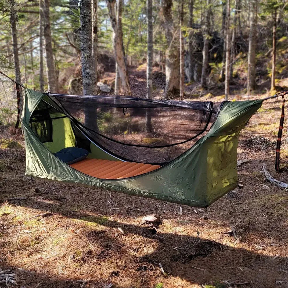 Adult Hiking Hammock With Zipper Mosquito Net Breathable Suspended Hanging Chair Bug Resistant Bed With Inflatable Seat Cushion