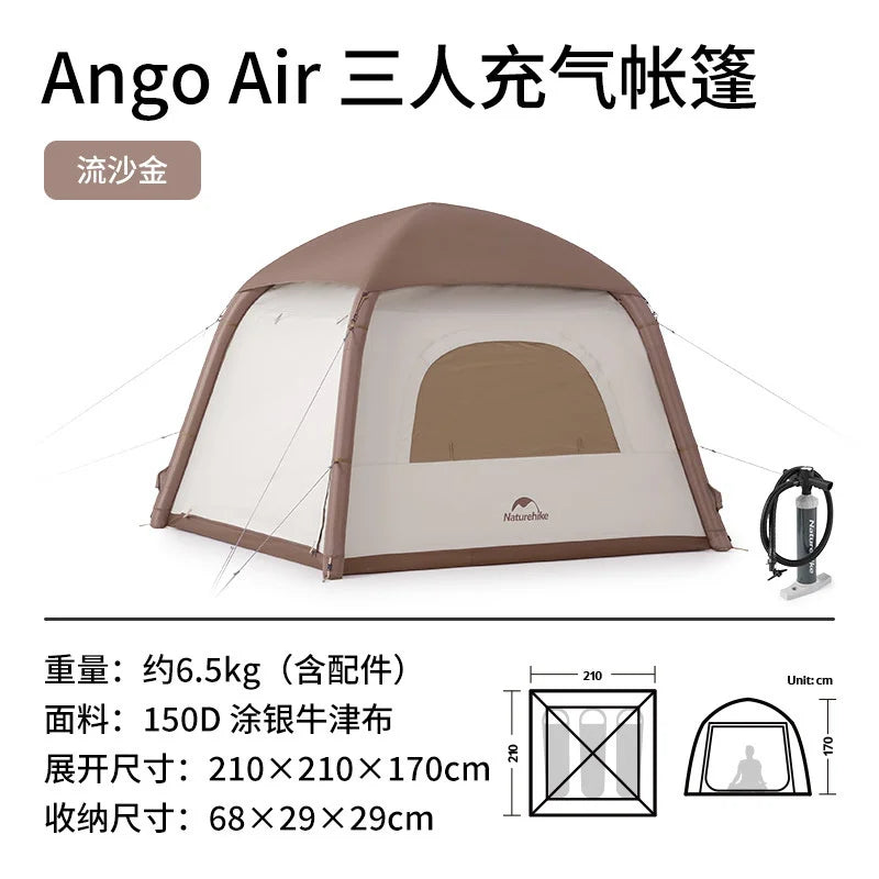 Naturehike Ango Air Outdoor Silver Coated Sunscreen Inflatable Tent Portable Camping Large Space Folding Tent Park Family Tent