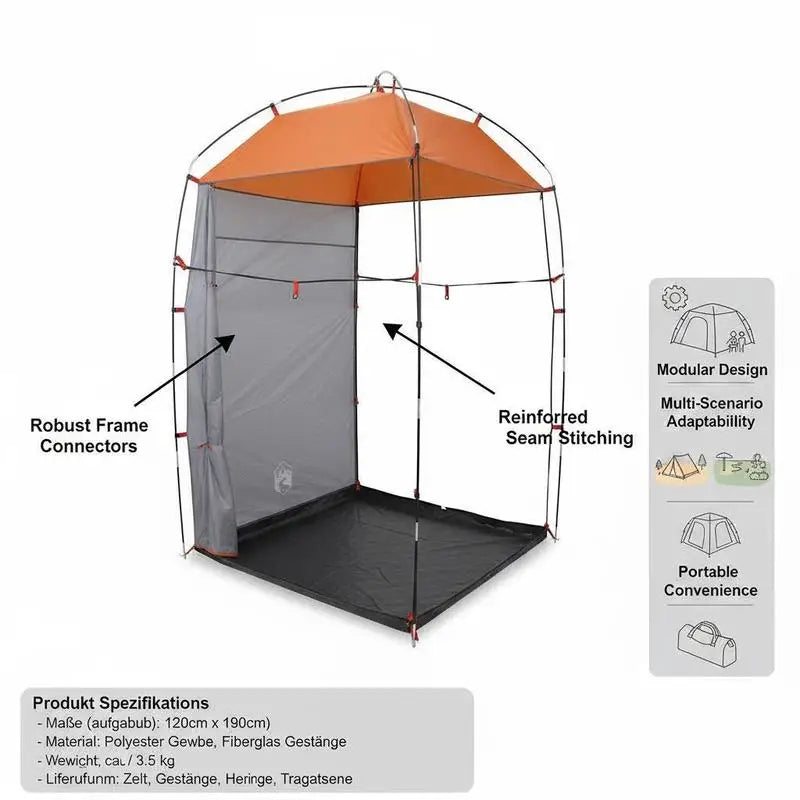 Portable Shower Tent Grey + Quick Dry & Easy Clean