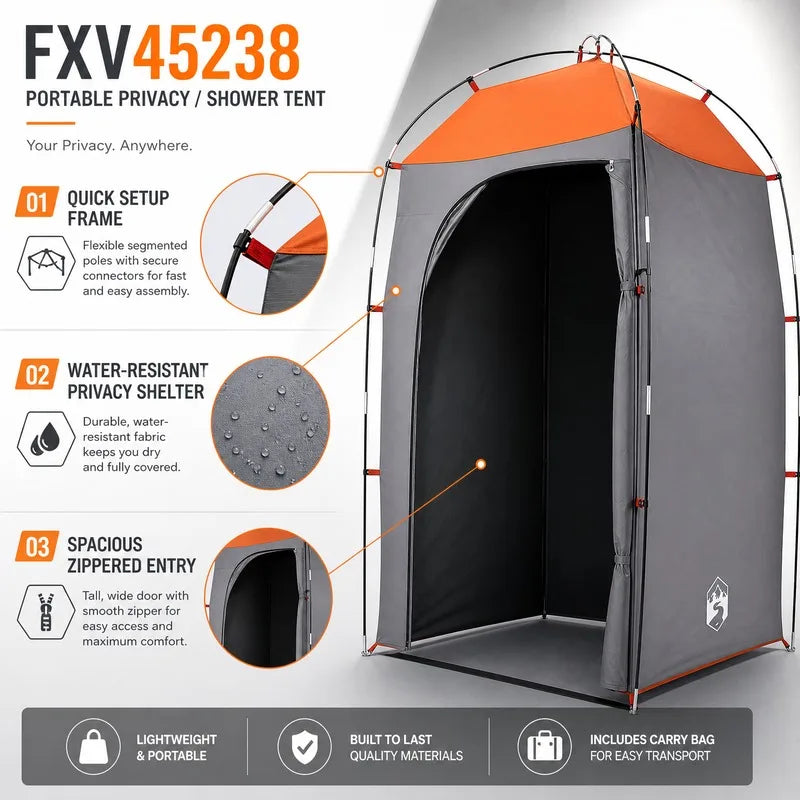 Portable Shower Tent Grey + Quick Dry & Easy Clean