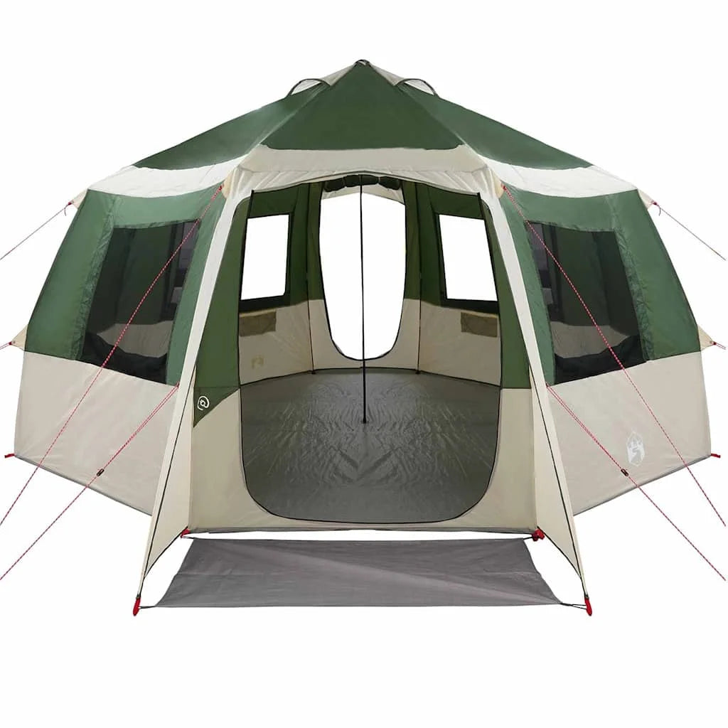 Large Cabin Tent with Roof, Green & White, 405x405x273 cm, Outdoor Camping Shelter