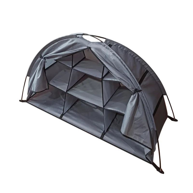 Outdoor Storage Tent Waterproof Compact and Portable Camping Storage Cabinet Tent with 9 Shelves Multifunctional Foldable Tent