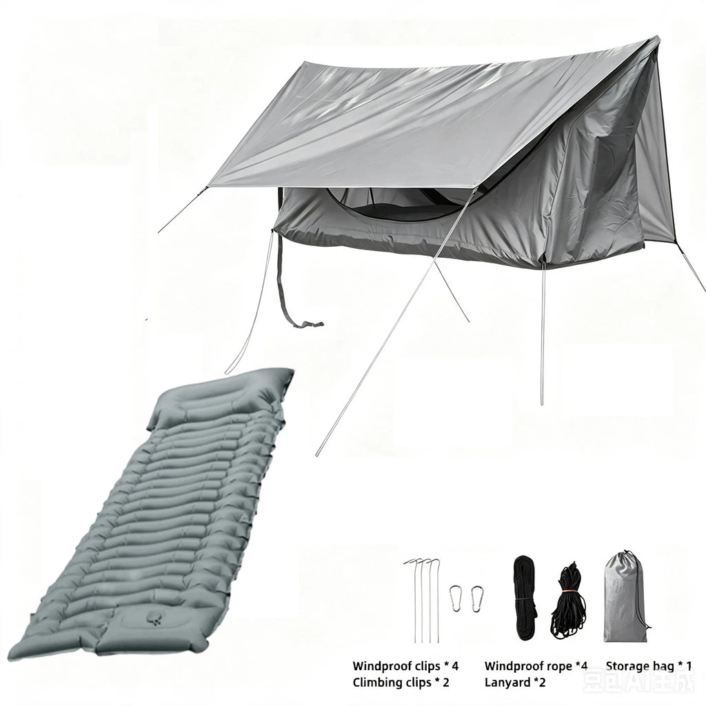 Adult Hiking Hammock With Zipper Mosquito Net Breathable Suspended Hanging Chair Bug Resistant Bed With Inflatable Seat Cushion