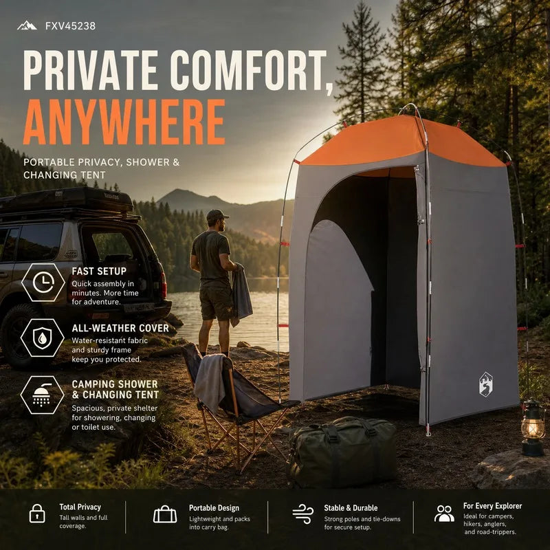 Portable Shower Tent Grey + Quick Dry & Easy Clean