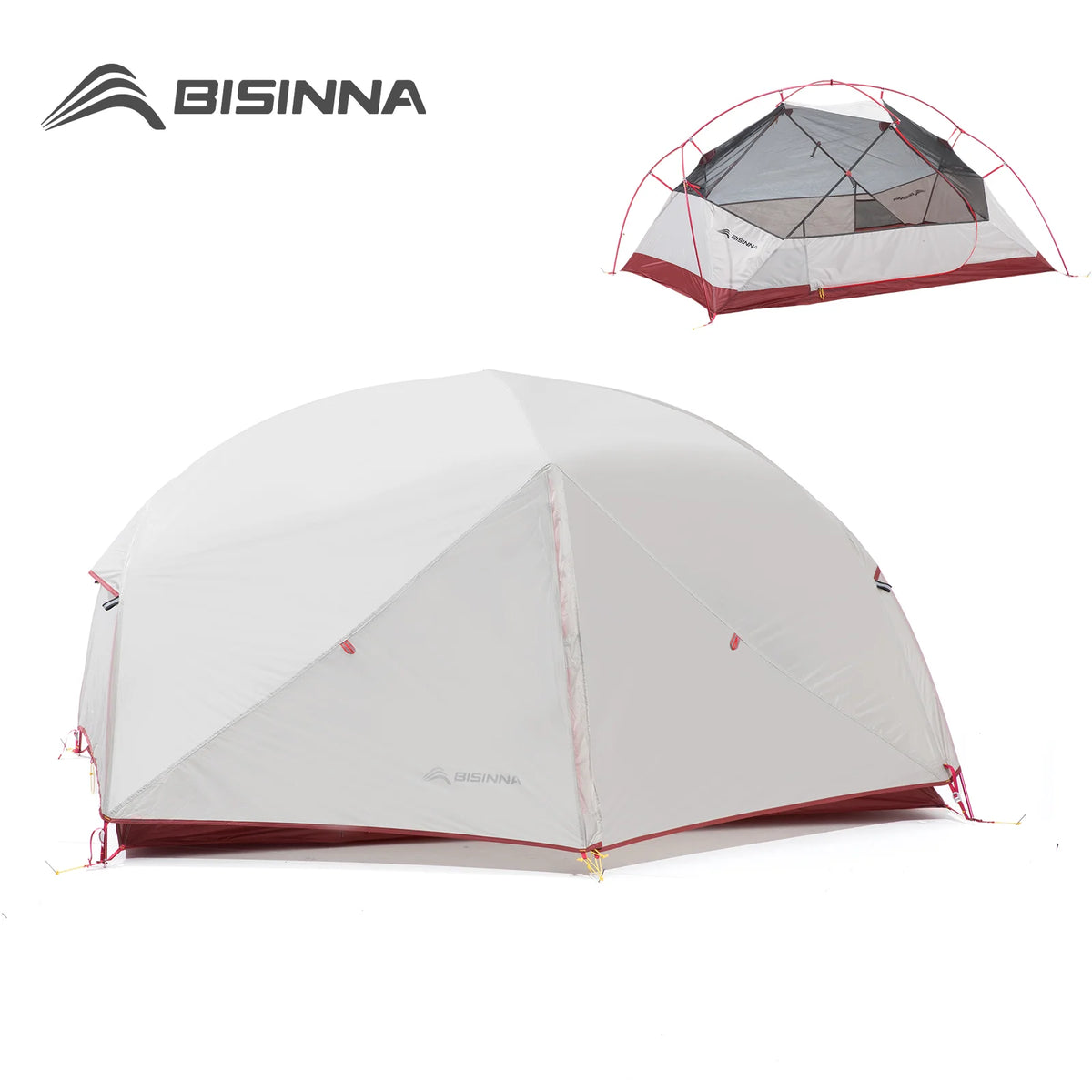 BISINNA 2 Person Ultralight Camping Tent 20D 380T Nylon Double Layer Waterproof Backpacking Tent for Hiking Travel With Free Mat