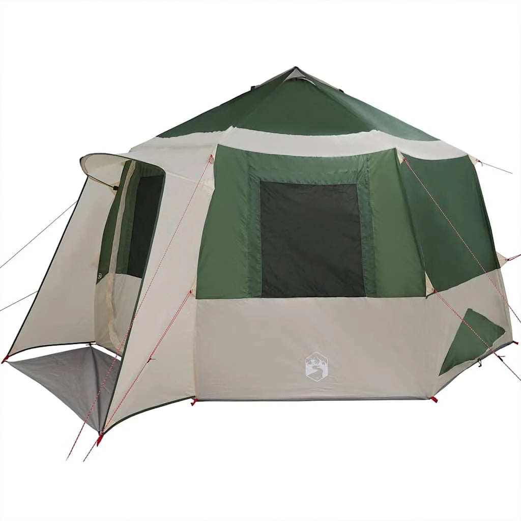 Large Cabin Tent with Roof, Green & White, 405x405x273 cm, Outdoor Camping Shelter