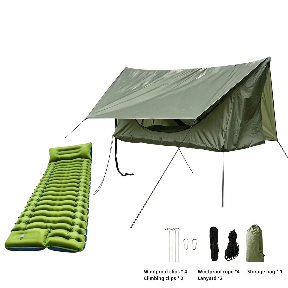 Adult Hiking Hammock With Zipper Mosquito Net Breathable Suspended Hanging Chair Bug Resistant Bed With Inflatable Seat Cushion