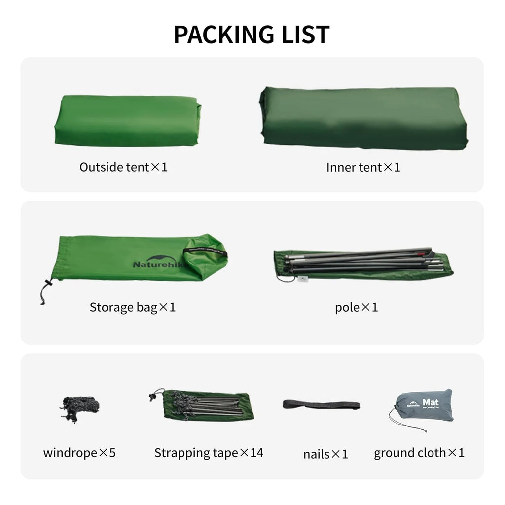 Naturehike Cloud Up BASE 1 2 3 Tent Ultralight 210T Camping Tent Double Layer Waterproof Outdoor Backpacking Tent With Mat