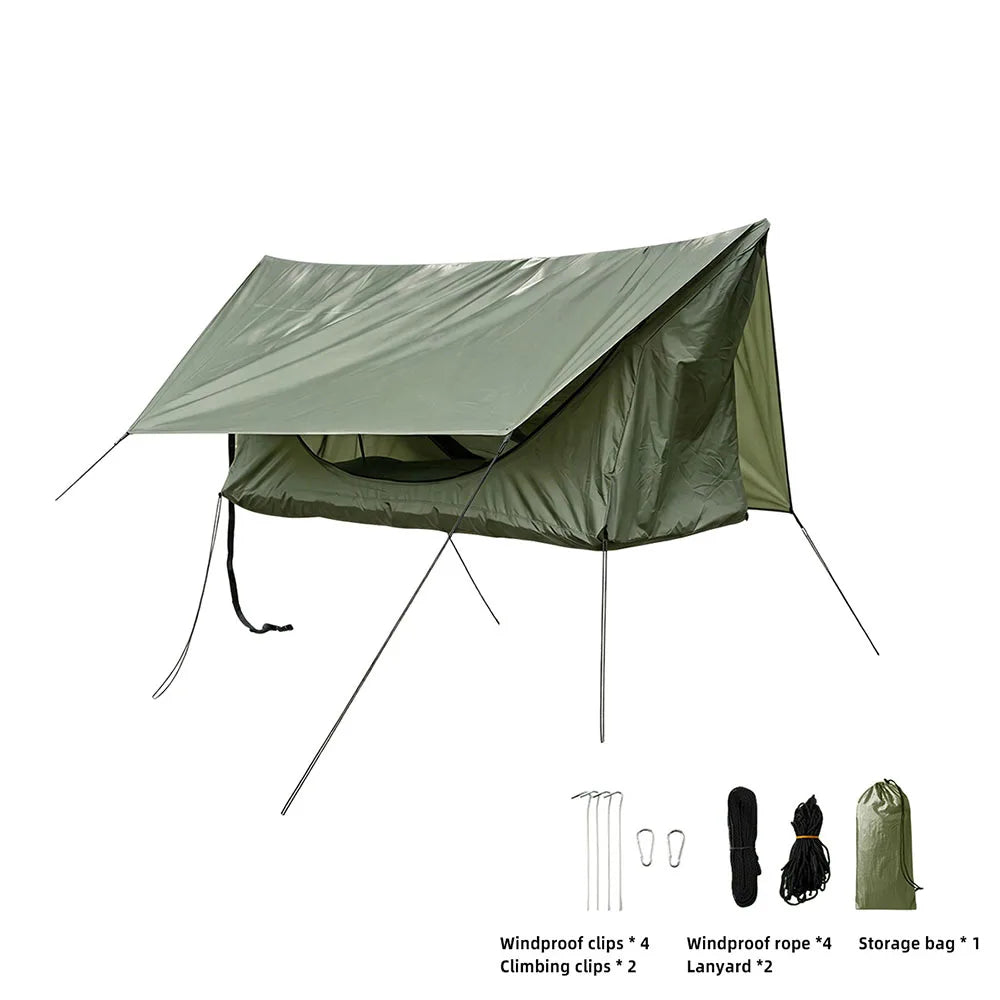 Adult Hiking Hammock With Zipper Mosquito Net Breathable Suspended Hanging Chair Bug Resistant Bed With Inflatable Seat Cushion