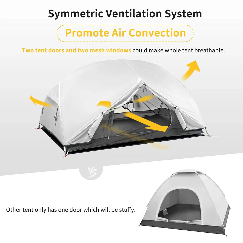 Naturehike Mongar Camping Tent 20D/210T 2 Persons Tent Ultralight Portable Double Layer Outdoor Hiking Travel 4 Season Tents