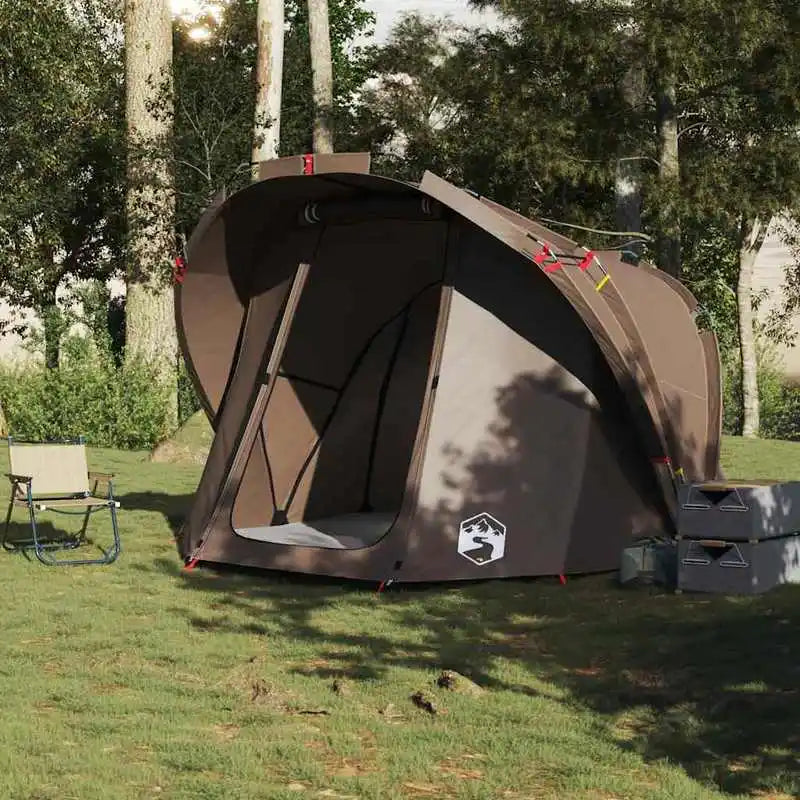 4-Person Fishing Tent, Easy Set-Up, Brown, Durable & Easy to Clean