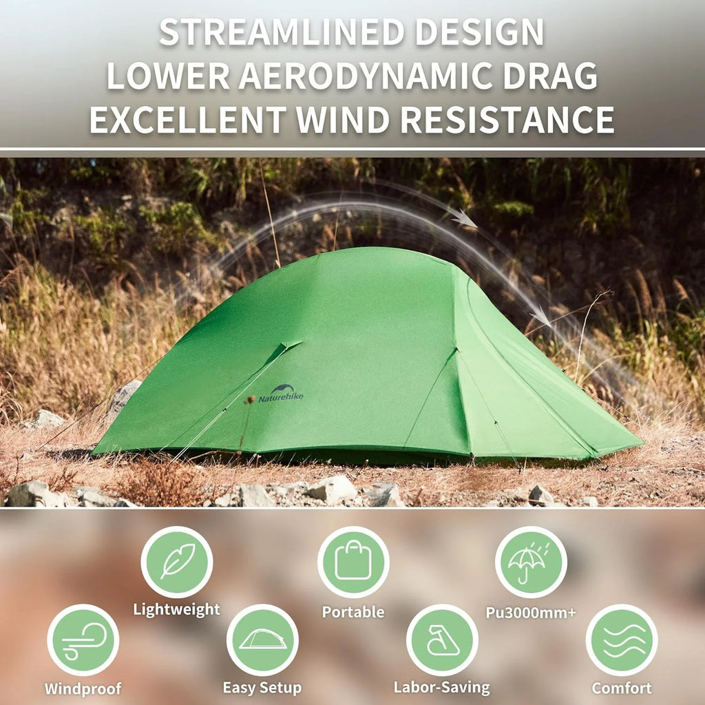 Naturehike Cloud Up BASE 1 2 3 Tent Ultralight 210T Camping Tent Double Layer Waterproof Outdoor Backpacking Tent With Mat