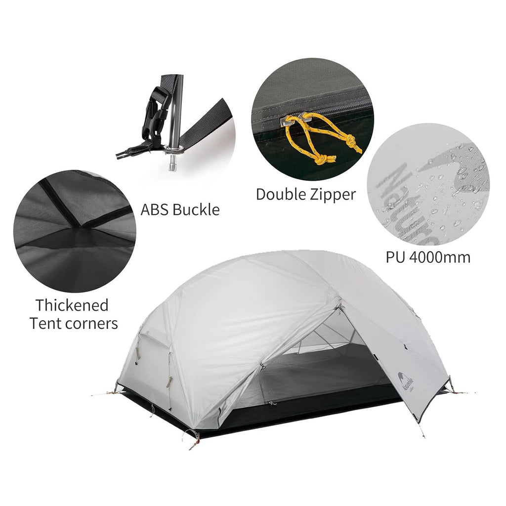 Naturehike Mongar Camping Tent 20D/210T 2 Persons Tent Ultralight Portable Double Layer Outdoor Hiking Travel 4 Season Tents
