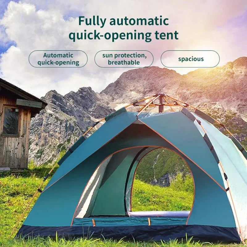Outdoor Folding Tent Fully Automatic Quick Opening Tent 3-4 Person Self Driving Camping Tent Rain Proof Sun Proof Portable