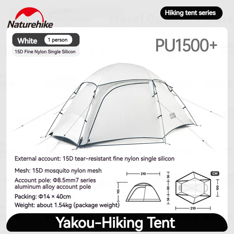Naturehike Ultralight Hiking Tent Weatherproof 15D Nylon Windproof Rainproof 4 Season Tent 1-2 Persons Outdoor Camping Equipment