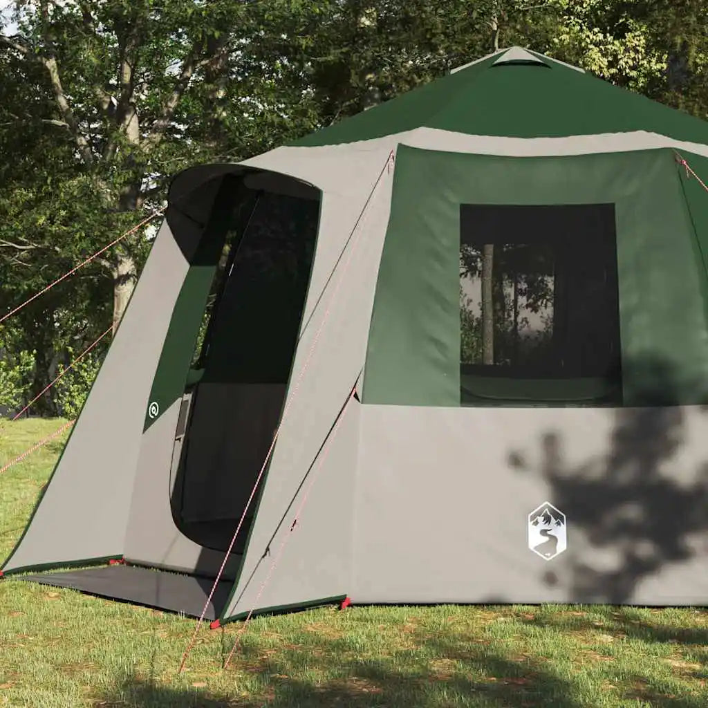 Large Cabin Tent with Roof, Green & White, 405x405x273 cm, Outdoor Camping Shelter
