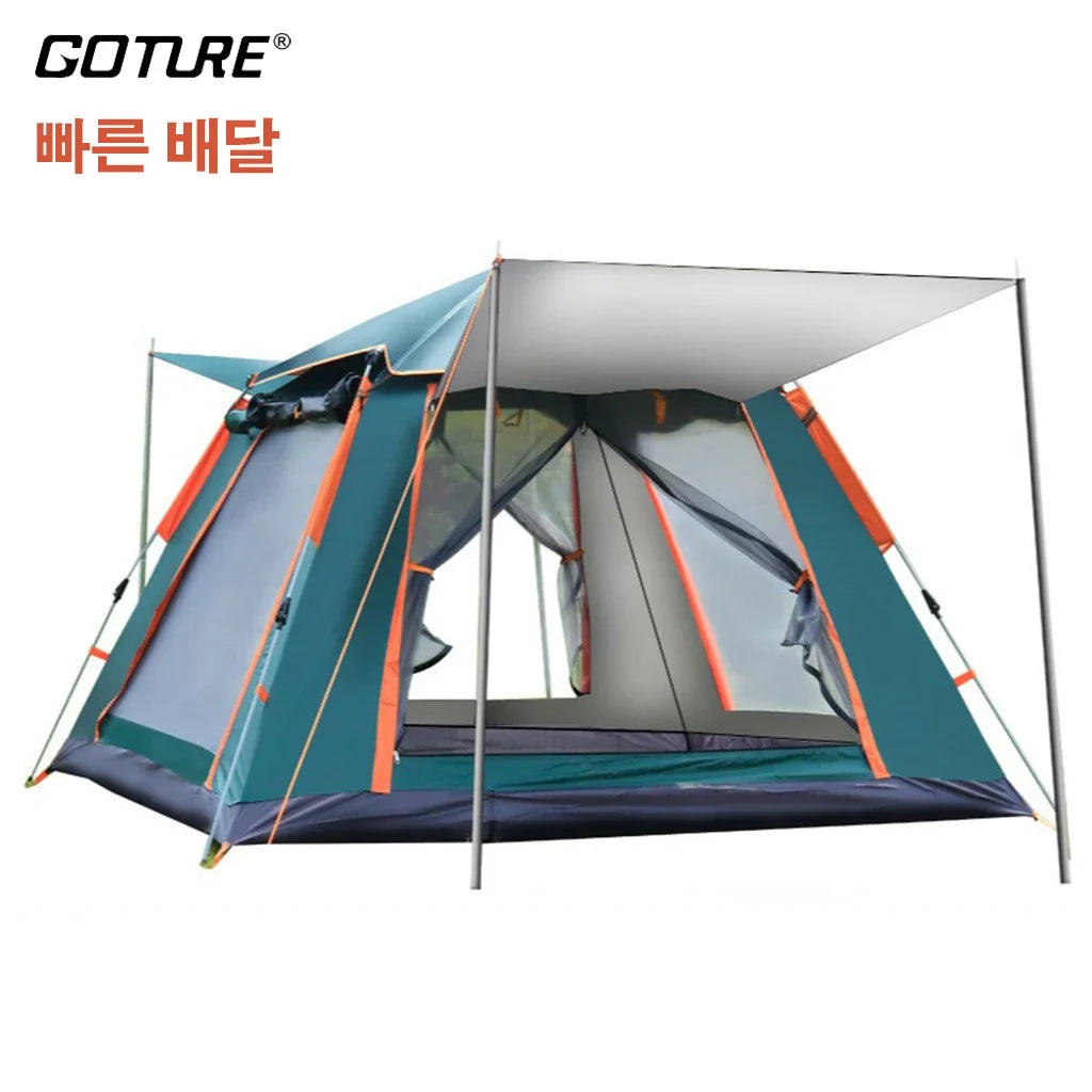Goture 6-7Person Waterproof Automatic Tent 240*240*150cm Double Layer Camping Tent Outdoor Dome Camping Family Tent Couple Tents