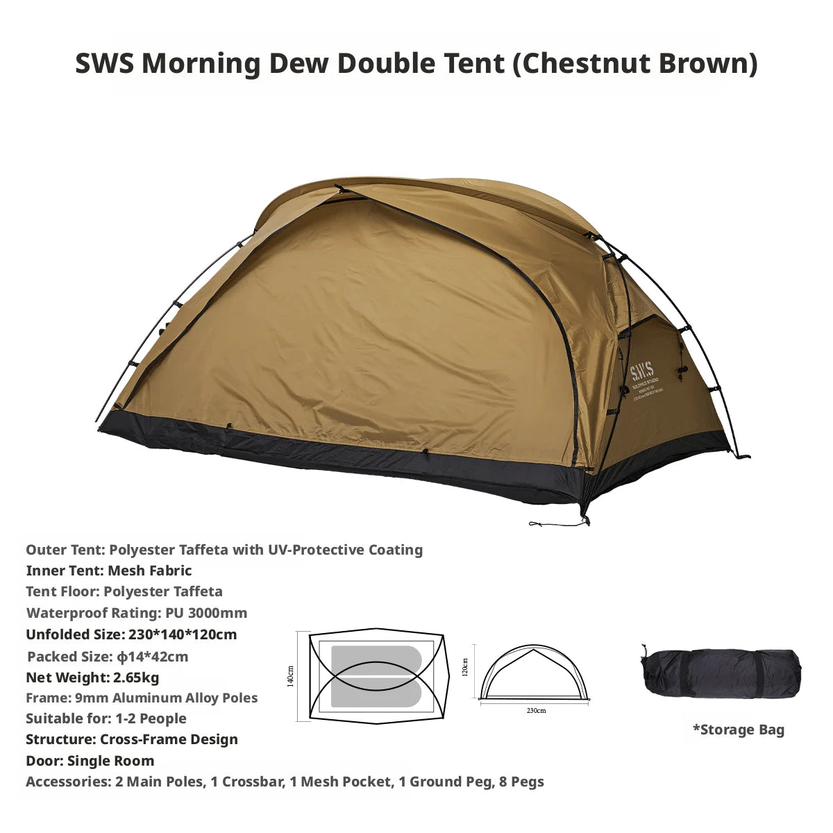 SWS MINIMALTENTWORKS 2 Person Tent for Camping Hiking Mountain Hunting Backpacking Tents 4 Season Resistance to Windproof COVER